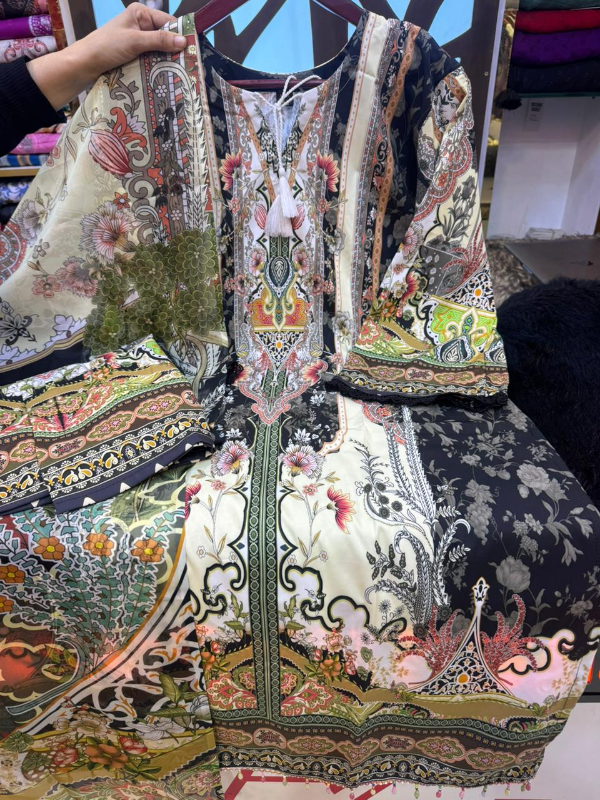 Premium Dubai Cherry Silk Mirror Work Stitched Dress